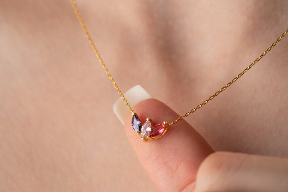 Personalised family birthstone necklace in silver, gold and rose gold – NY Jewellery