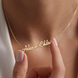Personalized Two Name Necklace with Heart - Sterling Silver