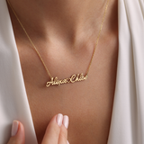 Personalized Two Name Necklace with Heart - Sterling Silver