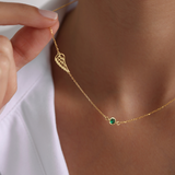 Personalized Angel Wing Memorial Necklace with Birthstone - Sterling Silver