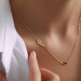 Personalized Angel Wing Memorial Necklace with Birthstone - Sterling Silver