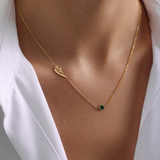 Personalized Angel Wing Memorial Necklace with Birthstone - Sterling Silver