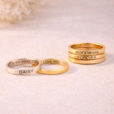 Personalised Name Engraved Band Ring | 14k Gold & 925 Sterling Silver
