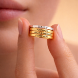 Personalised Name Engraved Band Ring | 14k Gold & 925 Sterling Silver