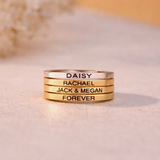 Personalised Name Engraved Band Ring | 14k Gold & 925 Sterling Silver