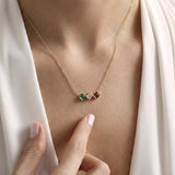 Personalized 925 Sterling Silver Family Birthstone Necklace