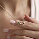 Personalized 925 Sterling Silver Family Birthstone Necklace