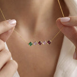 Personalized 925 Sterling Silver Family Birthstone Necklace