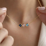Personalized 925 Sterling Silver Family Birthstone Necklace