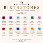 Birthstone colour options for family necklace — all 12 birth stones from January to December