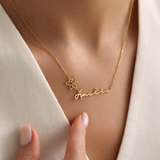 Personalised Name Necklace with Birth Flower