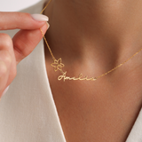 Personalised Name Necklace with Birth Flower