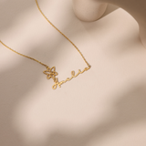 Personalised Name Necklace with Birth Flower