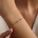 Custom Baguette Birthstone Bracelet - Sterling Silver