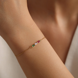 Custom Baguette Birthstone Bracelet - Sterling Silver