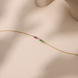 Custom Baguette Birthstone Bracelet - Sterling Silver