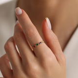 Personalized Baguette Birthstone Ring - Sterling Silver