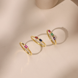 Personalized Baguette Birthstone Ring - Sterling Silver