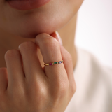 Personalized Baguette Birthstone Ring - Sterling Silver