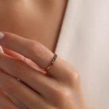 Personalized Baguette Birthstone Ring - Sterling Silver