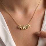 Personalised Bubble Letter Name Necklace | 925 Silver & 14K Gold