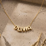 Personalised Bubble Letter Name Necklace | 925 Silver & 14K Gold