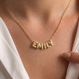 Personalised Bubble Letter Name Necklace | 925 Silver & 14K Gold
