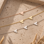 Personalized engraved heart necklace in silver, gold , and rose gold — family necklace gift