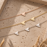 Personalized engraved heart necklace in silver, gold , and rose gold — family necklace gift