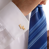 Personalized Initial Cufflinks on French Cuff Shirt Gold Monogram Wedding Groom Gift for Him