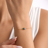 Personalized Heart Birthstone Bracelet | Couples Birthstone Bracelet | Silver & 14K Gold