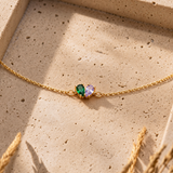Personalized Heart Birthstone Bracelet | Couples Birthstone Bracelet | Silver & 14K Gold
