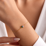 Personalized Heart Birthstone Bracelet | Couples Birthstone Bracelet | Silver & 14K Gold