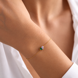 Personalized Heart Birthstone Bracelet | Couples Birthstone Bracelet | Silver & 14K Gold