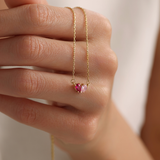 Custom Heart Birthstone Necklace - Sterling Silver