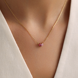 Custom Heart Birthstone Necklace - Sterling Silver