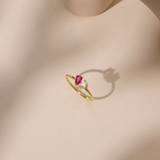 Custom Heart Birthstone Ring - Sterling Silver