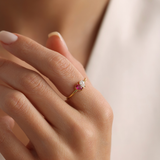 Custom Heart Birthstone Ring - Sterling Silver