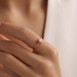 Custom Heart Birthstone Ring - Sterling Silver