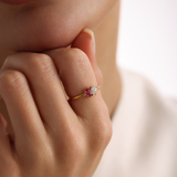 Custom Heart Birthstone Ring - Sterling Silver