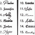 Custom font styles available for personalized multiple name necklace
