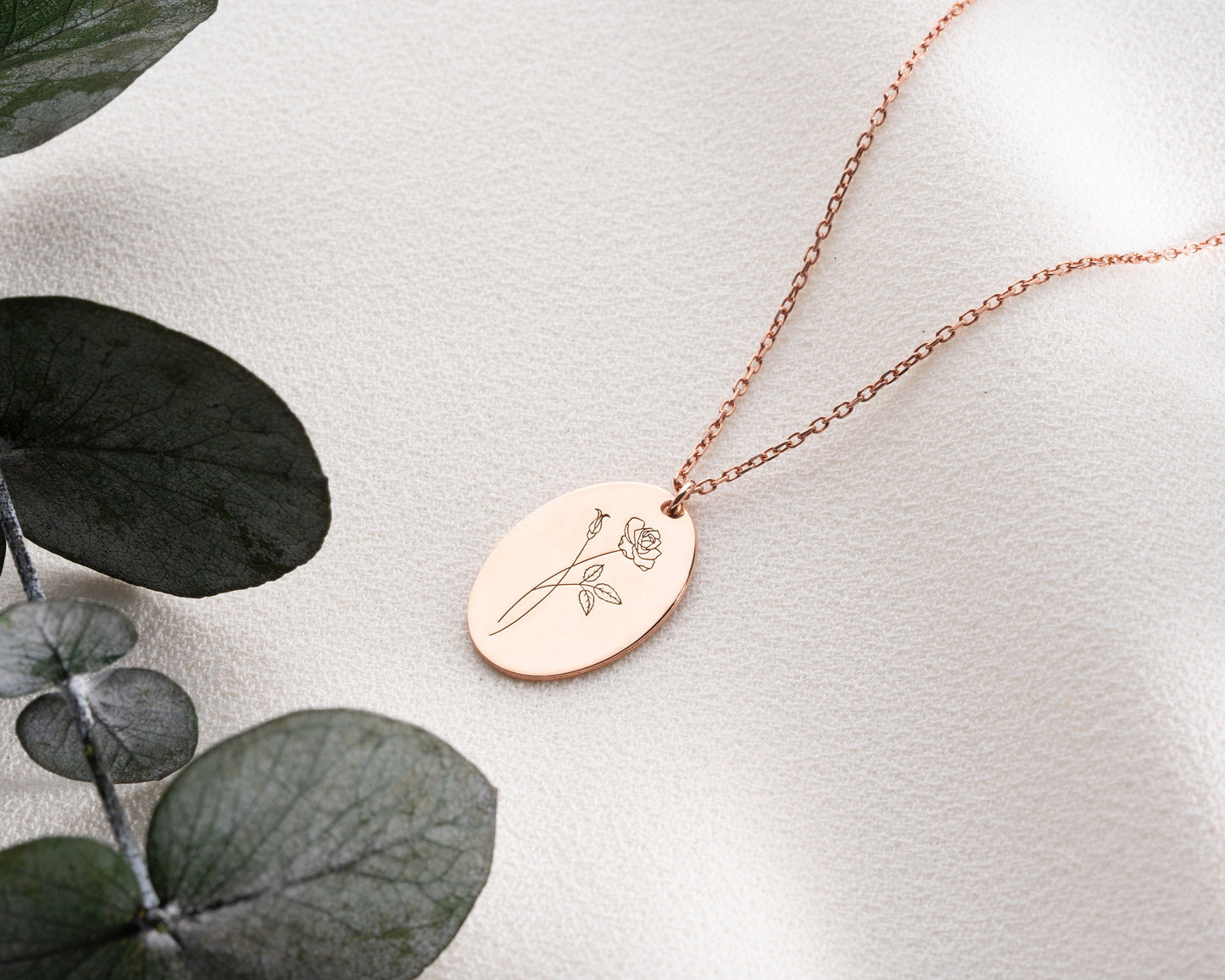 Personalised Birth Month Necklace, Holly Berry December Necklace, Silver Birth Flower Necklace with Birthstone, Daughter Birthday Gift