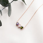 Family Birthstone Necklace, Dainty November - October Birthstone, Personalised Crystal Pendant, Anniversary, New Mom, Mother of Bride Gift
