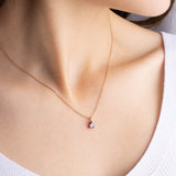 February Birthstone Necklace, Amethyst Birthstone Necklace, February Birthday Gift for Women, Teardrop Birthstone Pendant, Mothers Day Gift