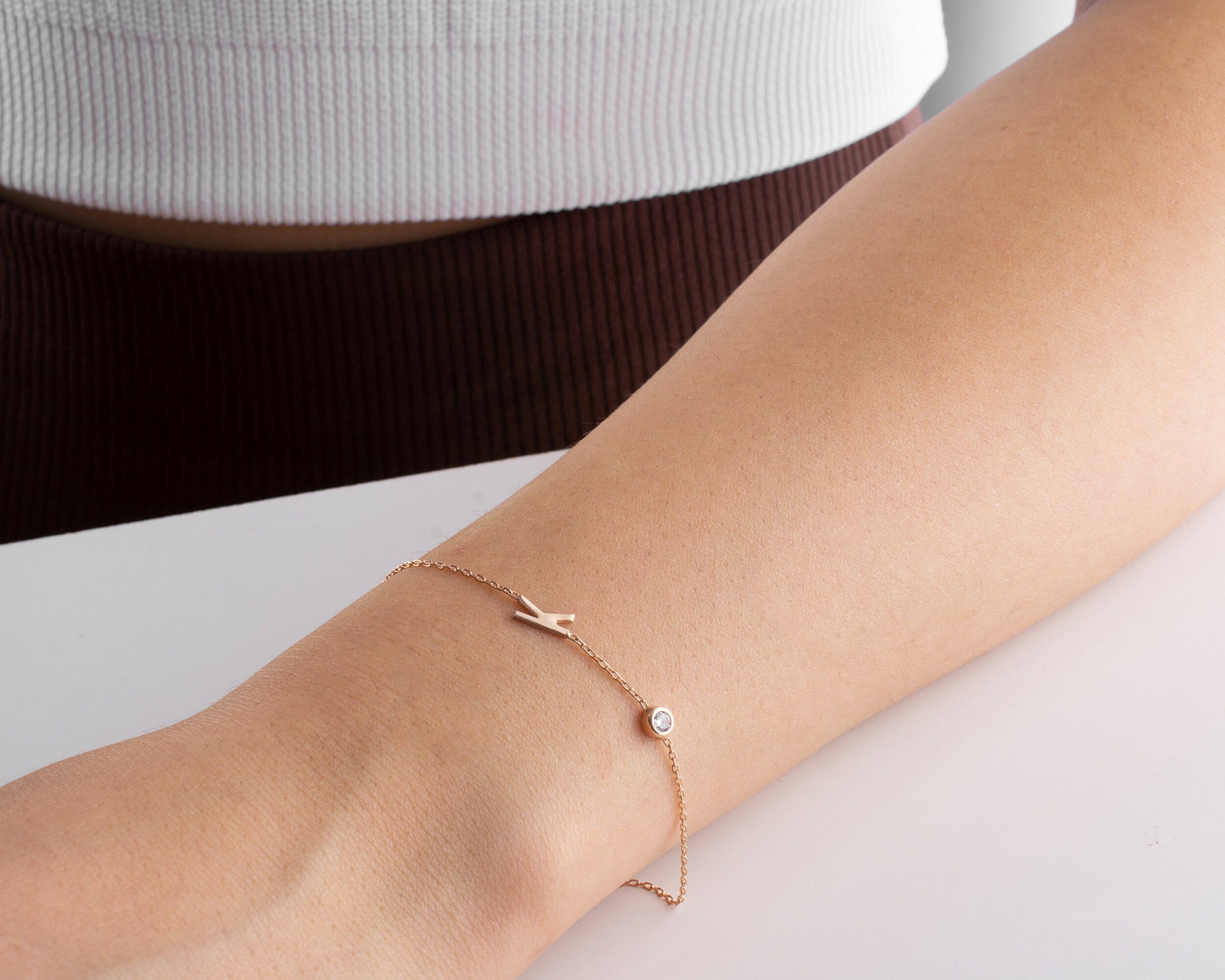 Dainty Initial Bracelet, Personalised Letter Bracelet with Birthstone, Gold Initial Bracelet, Bridesmaid Bracelet, Mother Birthday Gift