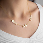 Two Name Necklace, Double Name Necklace, Three Name Jewellery, Multiple Name Necklace, Gold Name Necklace, Mother Necklace, Mama Necklace