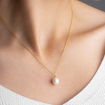 Dainty Pearl Necklace, Single Pearl Necklace, Sterling Silver White Pearl Pendant, Bridal Shower, Bride, Bridesmaid, Wedding, New Mom Gift