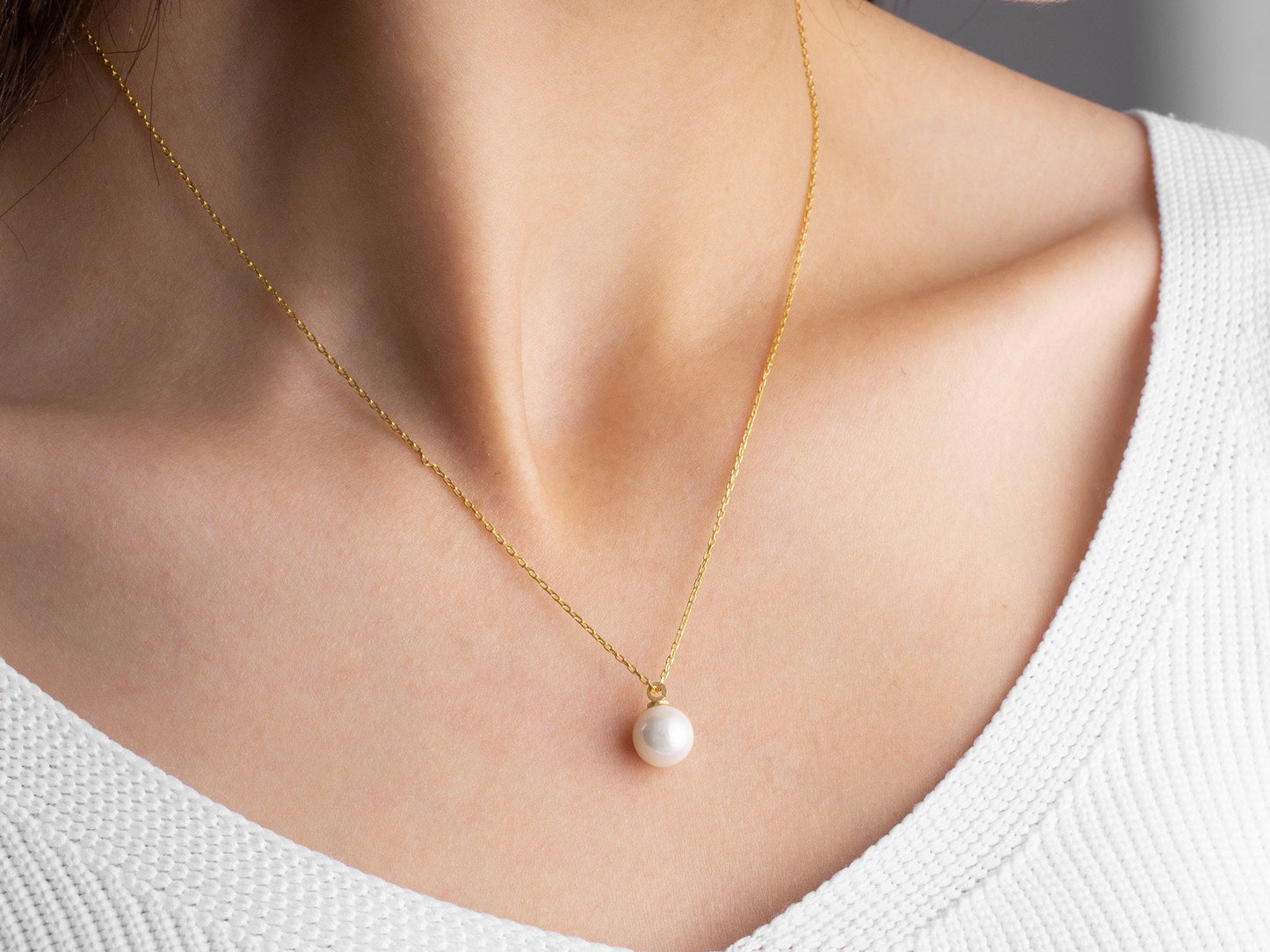 Dainty Pearl Necklace, Single Pearl Necklace, Sterling Silver White Pearl Pendant, Bridal Shower, Bride, Bridesmaid, Wedding, New Mom Gift