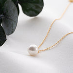 Dainty Pearl Necklace, Single Pearl Necklace, Sterling Silver White Pearl Pendant, Bridal Shower, Bride, Bridesmaid, Wedding, New Mom Gift