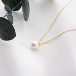Dainty Pearl Necklace, Single Pearl Necklace, Sterling Silver White Pearl Pendant, Bridal Shower, Bride, Bridesmaid, Wedding, New Mom Gift